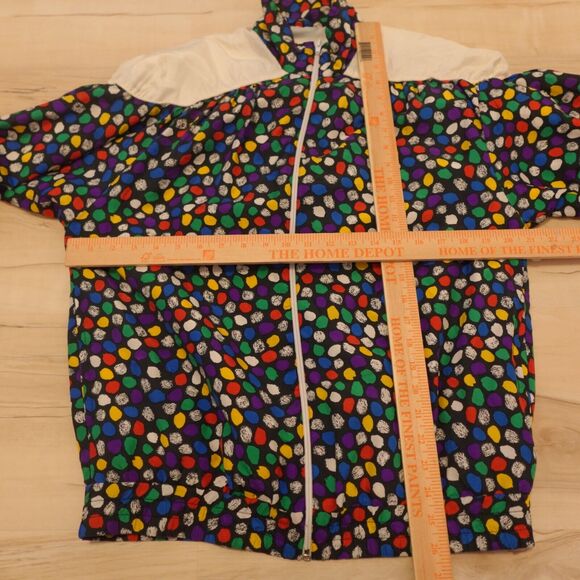 Oleg Cassini Women M Jacket Bomber Silk Multicolor Dots Rainbow Full Zip VTG - Picture 9 of 9